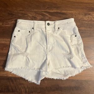 Abercrombie & Fitch Curve Love High Rise Short, Distressed, White